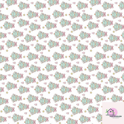 Funny Christmas Tree Wrapping Paper, Recyclable Paper, Cute Heart Star Design, Winter Holiday Gift Wrap