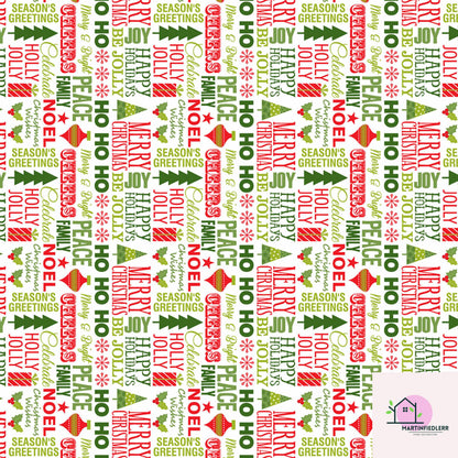 Christmas Typography Wrapping Paper: Red & Green Holiday Word Art