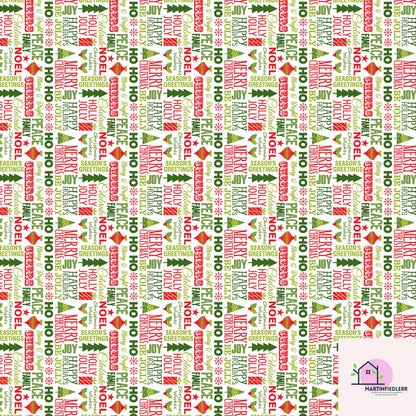 Christmas Typography Wrapping Paper: Red & Green Holiday Word Art