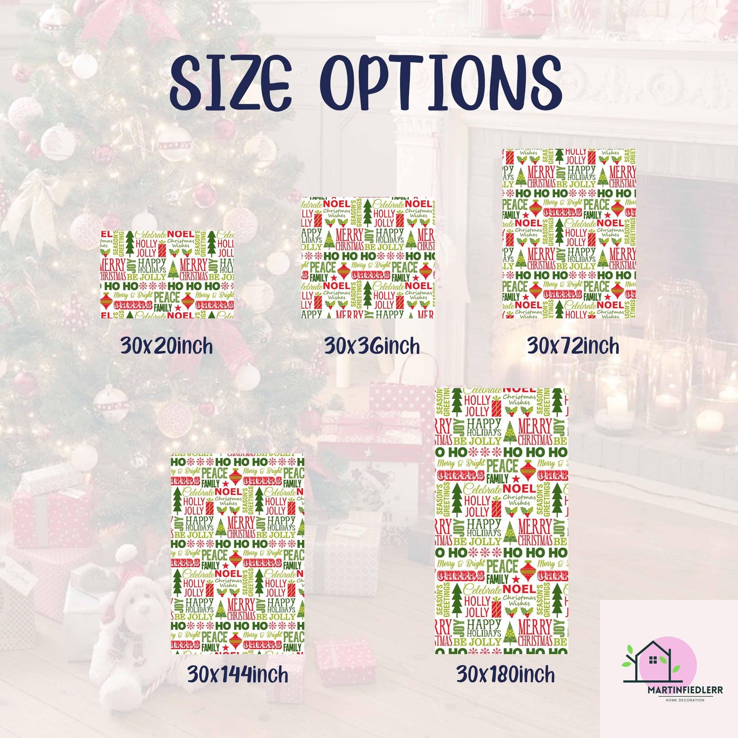 Christmas Typography Wrapping Paper: Red & Green Holiday Word Art