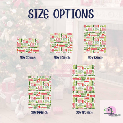 Christmas Typography Wrapping Paper: Red & Green Holiday Word Art