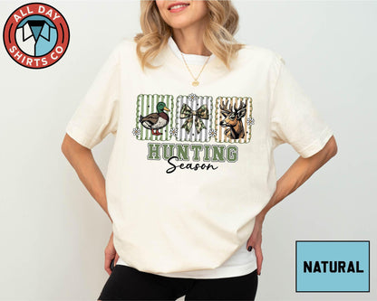 Hunting Season T-Shirt, Camo Deer Duck Bow Graphic Tee, Outdoorsmen Hunting Gift Shirt, Nature Wildlife Hunter Shirt, Outdoor Lover Gift