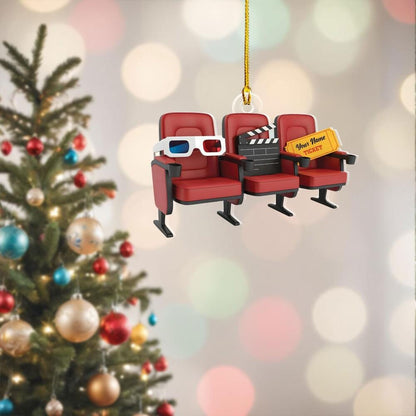 Custom Movie Theatre Chairs Ornament, 2D Flat Ornaments for Christmas Tree, Movie Christmas Ornaments, Funny Gift for Cinema Lovers