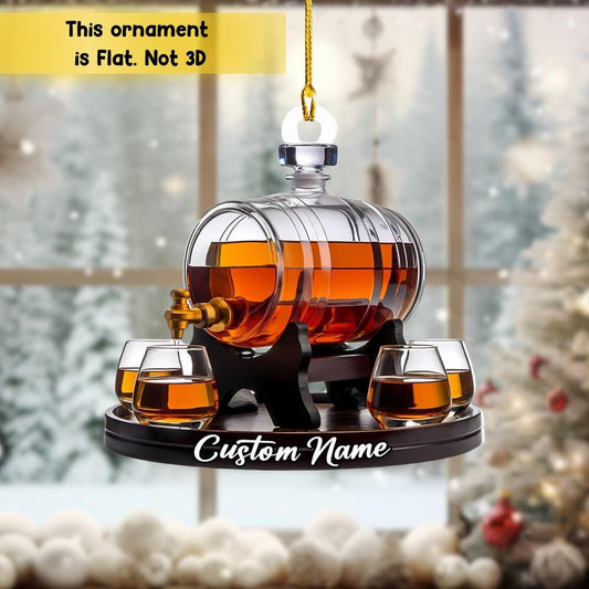 Custom Whiskey Barrel Christmas Ornament: Flat 2D Keepsake