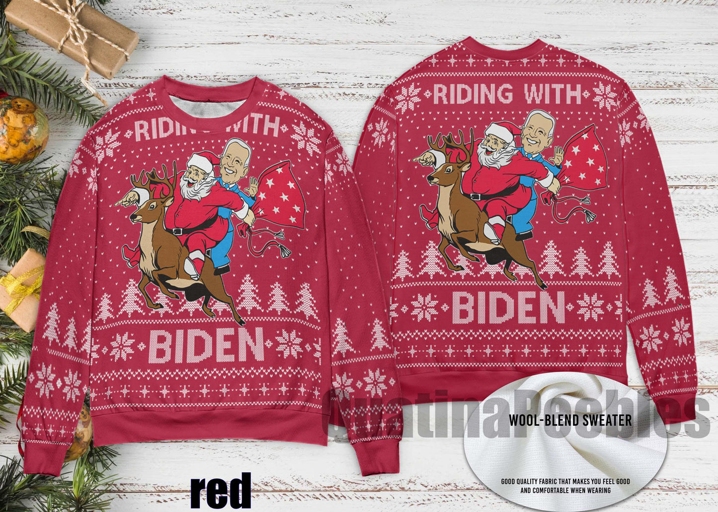 Santa Claus Joe Biden Funny Xmas Ugly Christmas Sweater, Happy Joe Biden Ugly Christmas Sweater, Joe Ugly Sweater Xmas, Gift For Men Women