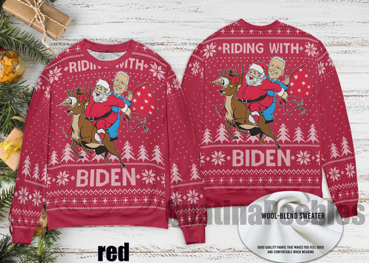 Santa Claus Joe Biden Funny Xmas Ugly Christmas Sweater, Happy Joe Biden Ugly Christmas Sweater, Joe Ugly Sweater Xmas, Gift For Men Women