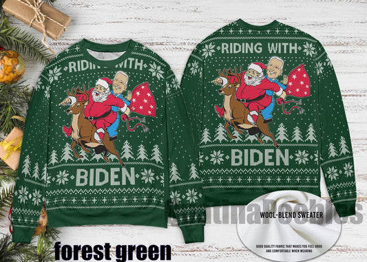 Santa Claus Joe Biden Funny Xmas Ugly Christmas Sweater, Happy Joe Biden Ugly Christmas Sweater, Joe Ugly Sweater Xmas, Gift For Men Women