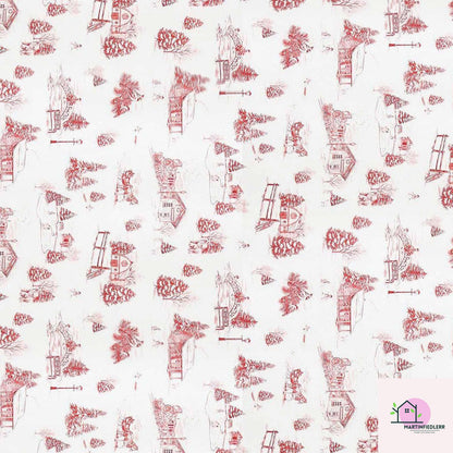 Christmas Village Toile Wrapping Paper: Rustic Winter Cabin Gift Wrap