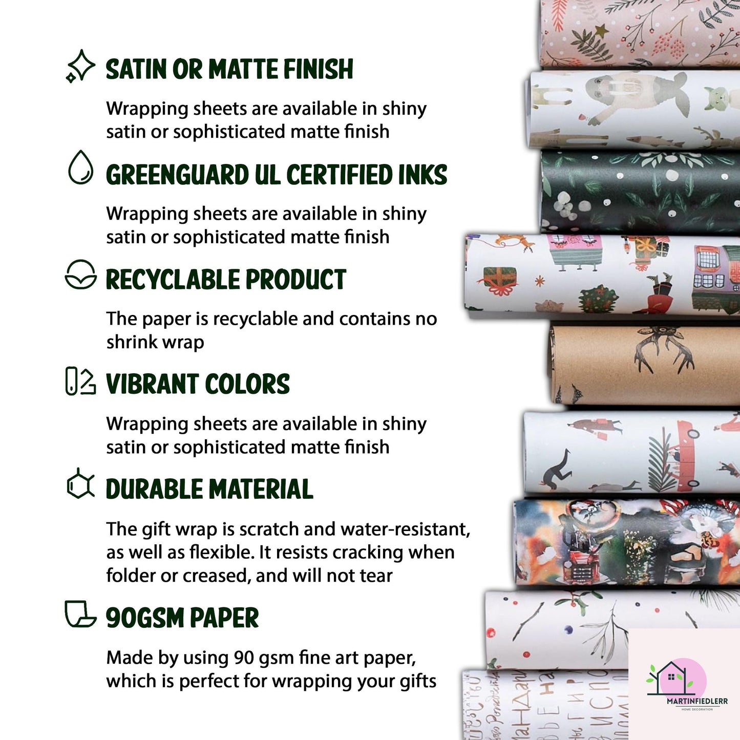 Christmas Village Toile Wrapping Paper: Rustic Winter Cabin Gift Wrap