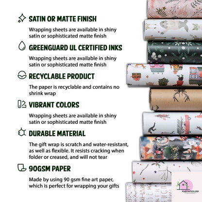 Christmas Village Toile Wrapping Paper: Rustic Winter Cabin Gift Wrap