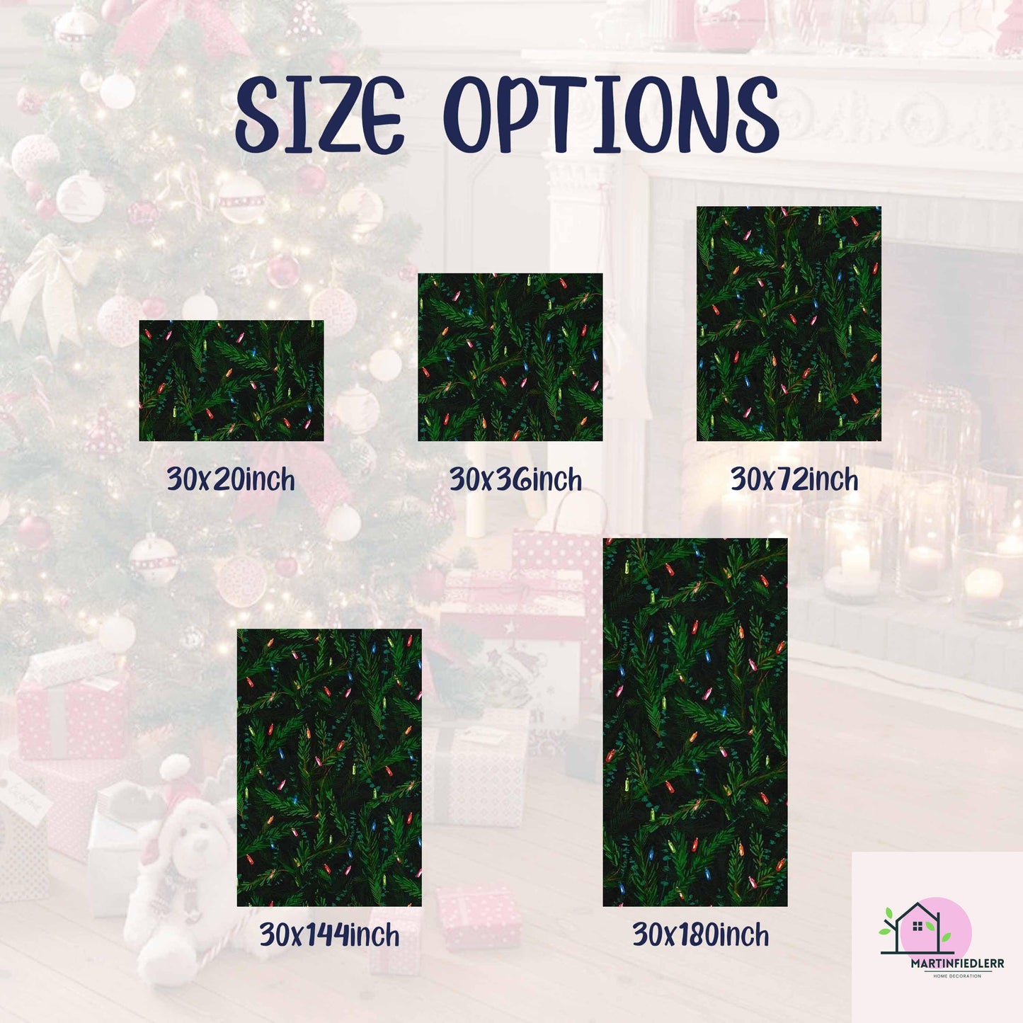 Christmas Lights Wrapping Paper, Black Evergreen Holiday Gift Wrap Sheets, Festive Pine Branch Xmas Packaging, Dark Night Winter Party Style