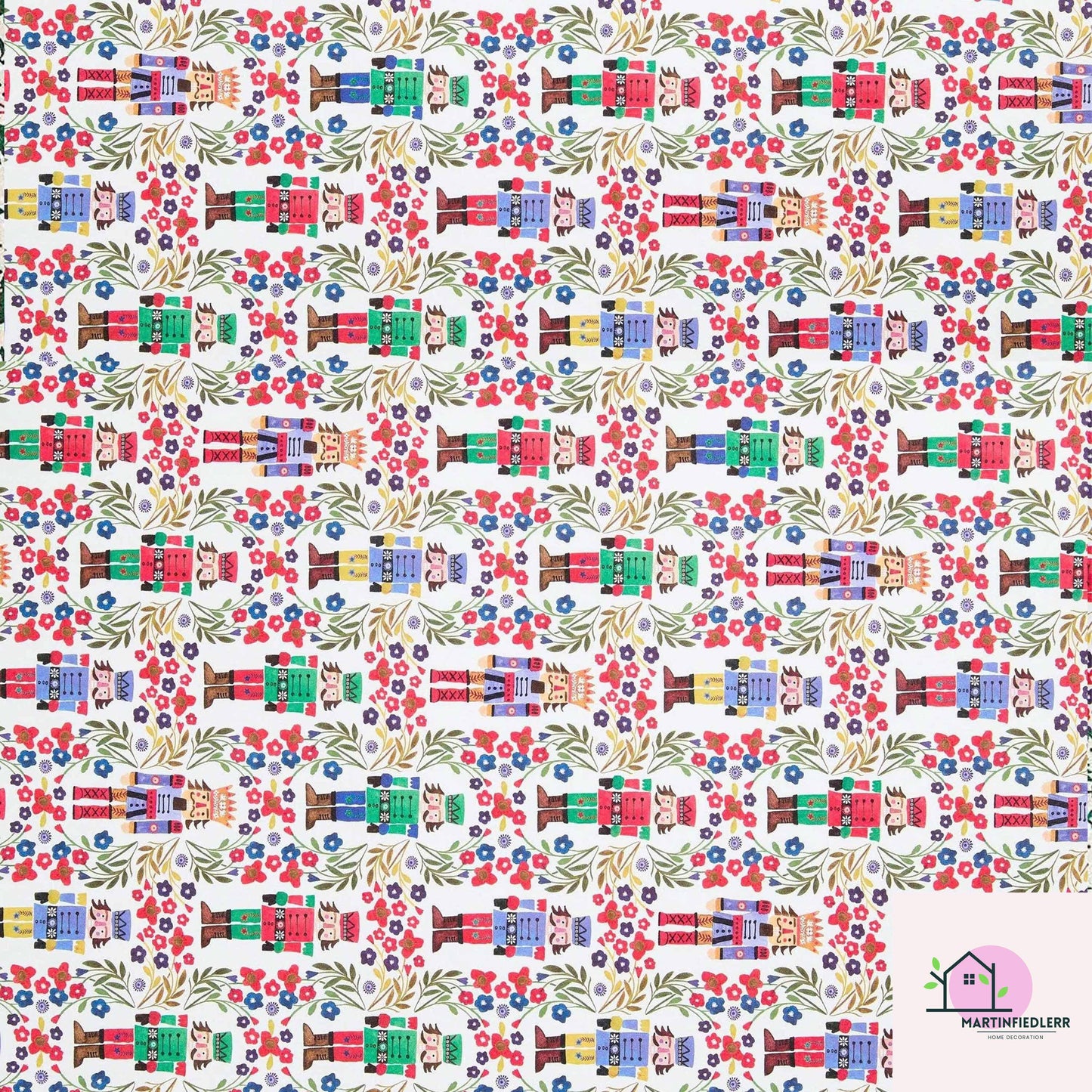Nutcracker Wrapping Paper: Vintage Floral Toy Soldier, Festive Gift Wrap