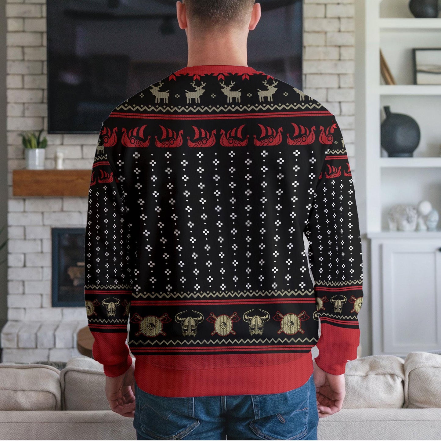 Funny Viking Falalalala Valhallala Ugly Christmas Sweater, Viking Reindeer Holiday Sweater, Norse Mythology Xmas Gift, Idea Gifts Christmas