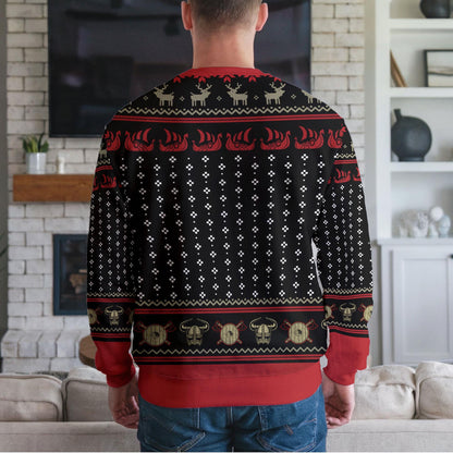 Funny Viking Falalalala Valhallala Ugly Christmas Sweater, Viking Reindeer Holiday Sweater, Norse Mythology Xmas Gift, Idea Gifts Christmas