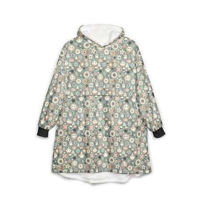 Cozy Floral Unisex Hooded Blanket | Warm, Soft, Oversized Wearable Throw, Great for Lounging, Home Relaxation, Gift Idea