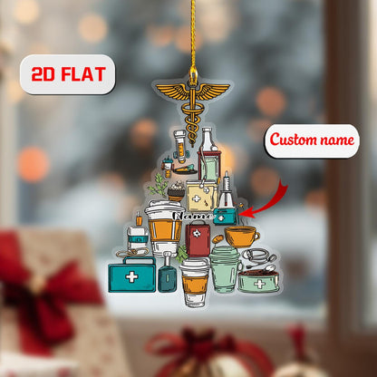 2D acrylic ornament, flat christmas ornament, personalized nurse ornament, custom name ornament, doctor ornament, medical xmas gift