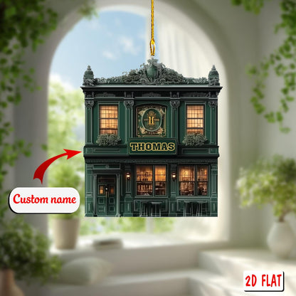 2D acrylic ornament, flat christmas ornament, personalized pub ornament, custom name ornament, bar ornament, bartender gift, xmas decor