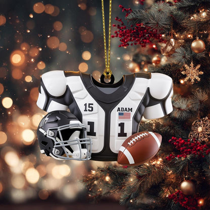 Custom Football Christmas Ornament, Flat 2D Acrylic Jersey Keepsake, Personalized Gift for Football Player, Holiday Sports Decoration