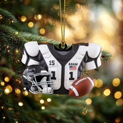 Custom Football Christmas Ornament, Flat 2D Acrylic Jersey Keepsake, Personalized Gift for Football Player, Holiday Sports Decoration