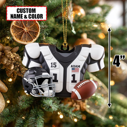 Custom Football Christmas Ornament, Flat 2D Acrylic Jersey Keepsake, Personalized Gift for Football Player, Holiday Sports Decoration