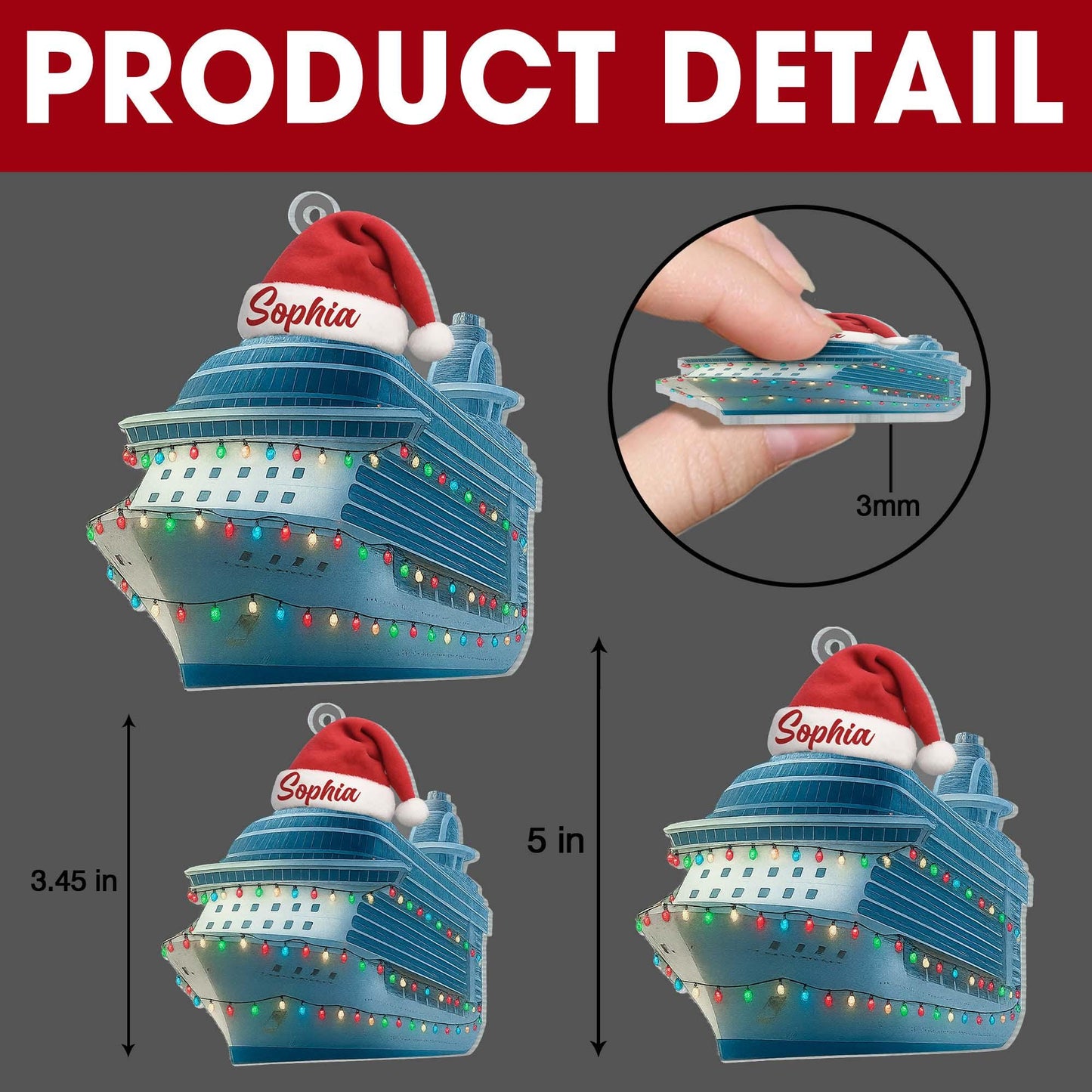 Cruise Flat 2D Ornament, Cruise Ship Ornament, Personalized Vacation Keepsake Ornament,Cruise Lover Gift Cruise Christmas Gift Family Cruise