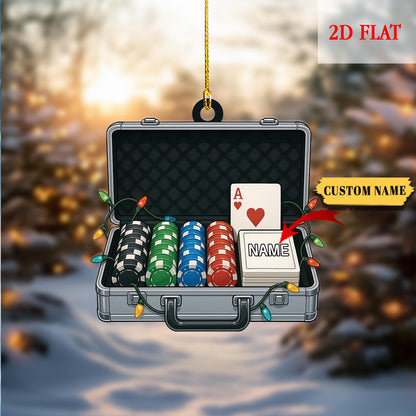 Personalized Poker Car 2D Flat Ornament , Casino Poker Chips Ornament ,Poker Christmas Ornament, Poker Xmas Ornament, Casino Ornament