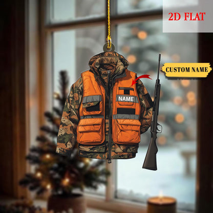 Personalized Hunting 2D Flat Acrylic Ornament, Gift for Deer Hunting Lovers, Hunter Christmas Ornament, Custom Hunting Ornament, Hunter Gift
