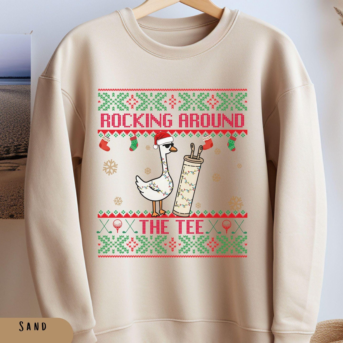 Rockin' Around the Christmas Tree Shirt Silly Goose Sweatshirt Golf Ugly Sweater Secret Santa Gift Ideas Ugly Sweater Party
