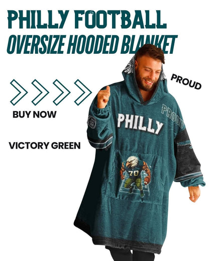 Philadelphia Football Proud Oversized Hooded Blanket Champion Player Green Fan Wear Gift The Bird Crew Gear