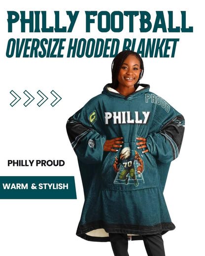 Philadelphia Football Proud Oversized Hooded Blanket Champion Player Green Fan Wear Gift The Bird Crew Gear