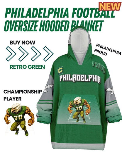 Philadelphia Football Proud Oversized Hooded Blanket Champion Player Green Fan Wear Gift The Bird Crew Gear