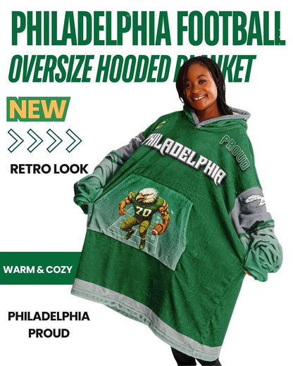 Philadelphia Football Proud Oversized Hooded Blanket Champion Player Green Fan Wear Gift The Bird Crew Gear