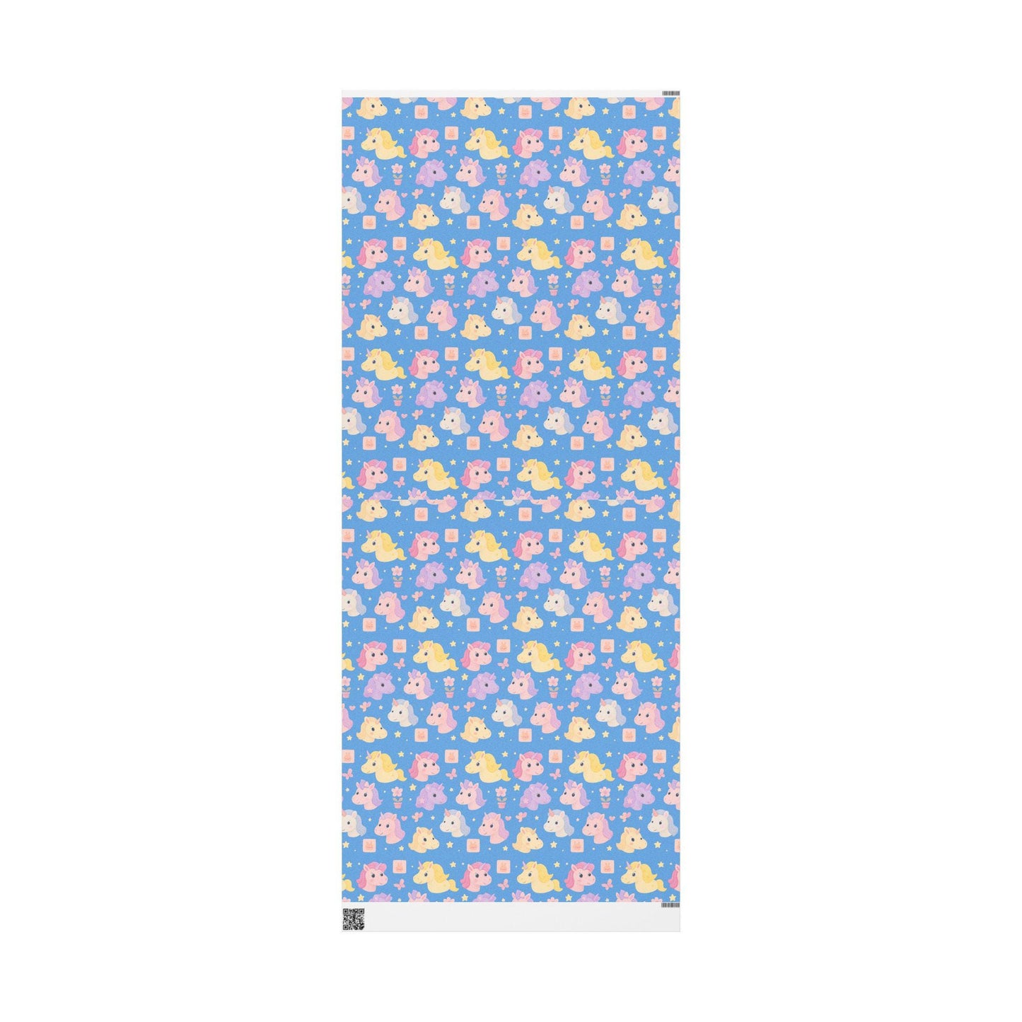 Cute Unicorn Wrapping Paper for Kids Birthday, Gift Wrap Roll, Rainbow Horse Party Supplies, Baby Shower Present Wrap, Blue Pastel