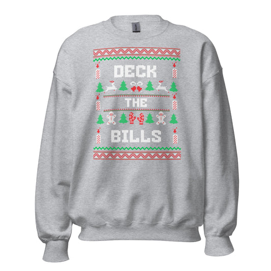 Deck the Bills Funny Christmas Jumper | Ugly Style Festive Knit | Sarcastic Holiday Jumper for Parties | Novelty Xmas Gag Gift