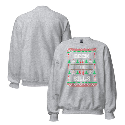 Deck the Bills Funny Christmas Jumper | Ugly Style Festive Knit | Sarcastic Holiday Jumper for Parties | Novelty Xmas Gag Gift