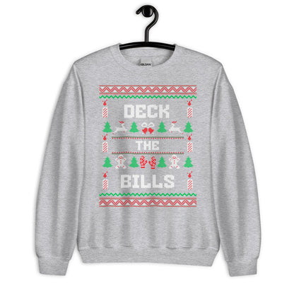 Deck the Bills Funny Christmas Jumper | Ugly Style Festive Knit | Sarcastic Holiday Jumper for Parties | Novelty Xmas Gag Gift