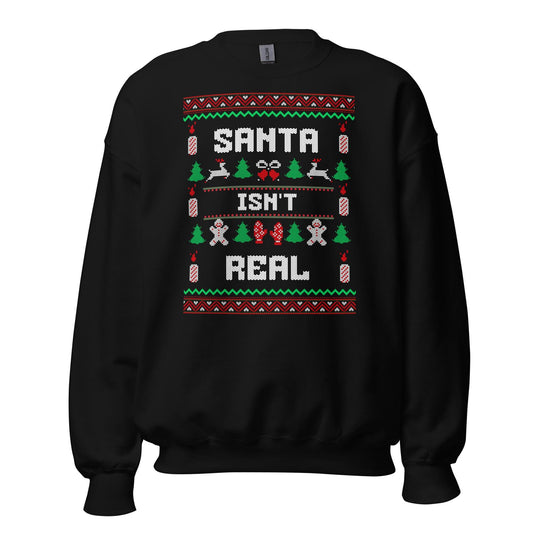 Santa Isn’t Real Funny Christmas Jumper | Ugly Style Festive Knit | Sarcastic Xmas Jumper for Parties | Novelty Holiday Gag Gift