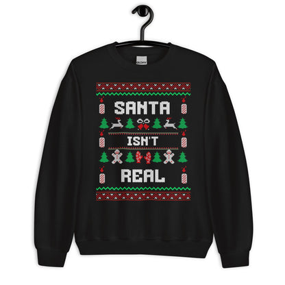 Santa Isn’t Real Funny Christmas Jumper | Ugly Style Festive Knit | Sarcastic Xmas Jumper for Parties | Novelty Holiday Gag Gift