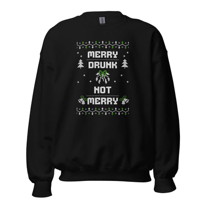 Merry Drunk Not Merry Funny Christmas Jumper | Alcohol Knit Ugly Xmas | Festive Drinking Party Holiday Gift
