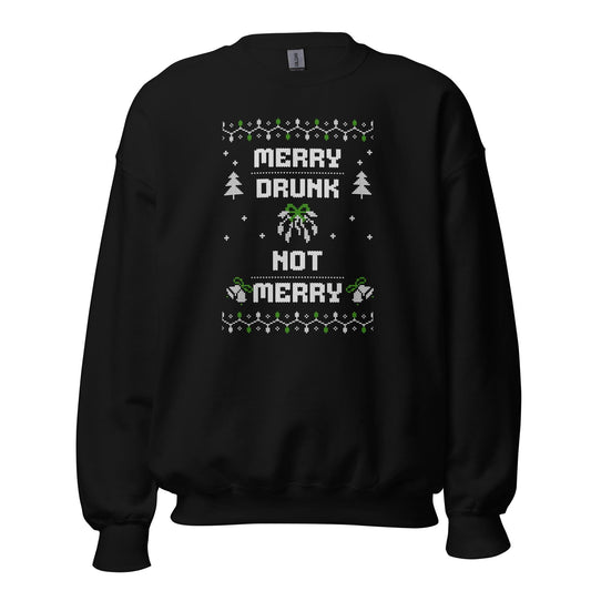 Merry Drunk Not Merry Funny Christmas Jumper | Alcohol Knit Ugly Xmas | Festive Drinking Party Holiday Gift