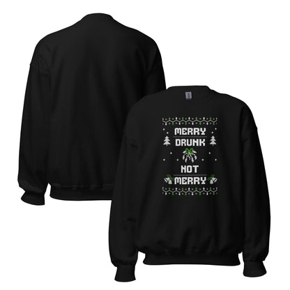Merry Drunk Not Merry Funny Christmas Jumper | Alcohol Knit Ugly Xmas | Festive Drinking Party Holiday Gift
