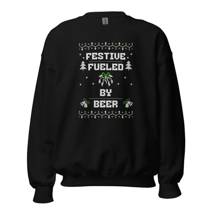 Festive Fueled By Beer Funny Ugly Christmas Jumper | Boozy Drinking | Humorous Knit Xmas Party Holiday Gift
