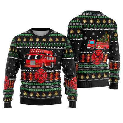 Firefighter Truck Ugly Christmas Sweater, Awesome Firefighter Ugly Christmas,Fire Department Movie Inspired Xmas 2025 Sweater,Christmas Gift
