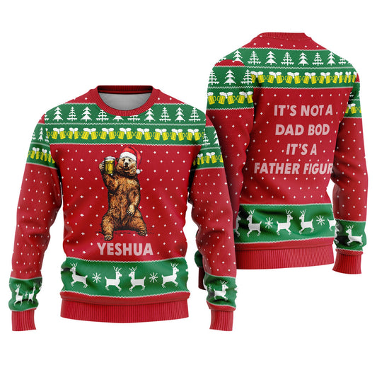 It's Not A Dad Bod It's A Father Figure Ugly Sweater, Bear Drinking Ugly Christmas Sweater, Bear Drink Merch Christmas Party,Xmas Gifts 2025