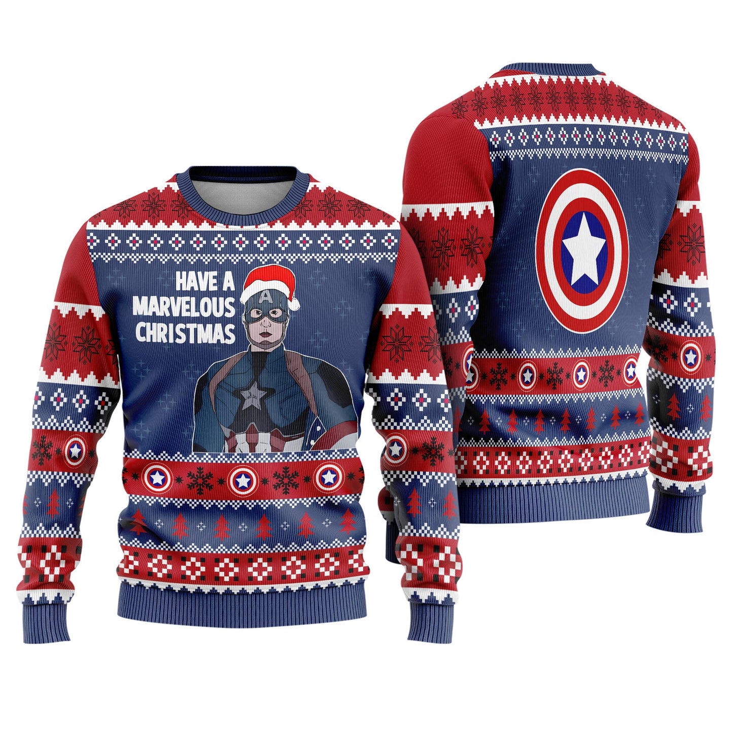 Have A Marvelous Christmas, Captain America Ugly Sweater, Superhero Movie Inspired Ugly Christmas Sweater, Avengers Xmas 2025 Gift