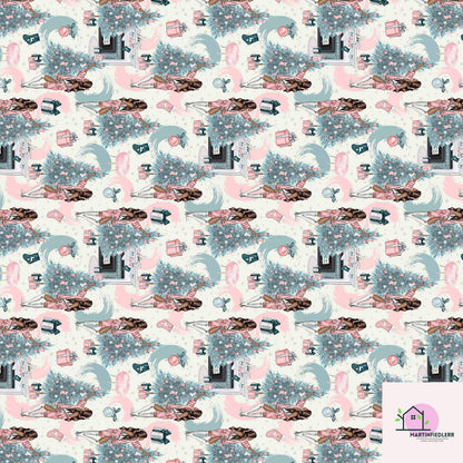 Vintage Pastel Christmas Wrapping Paper: Retro Ornament Design