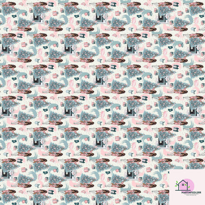 Vintage Pastel Christmas Wrapping Paper: Retro Ornament Design