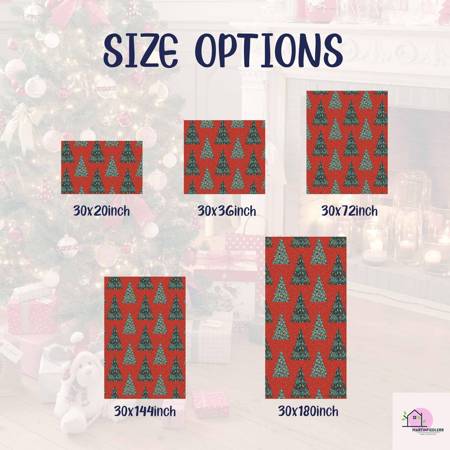 Red Christmas Tree Wrapping Paper, Holiday Gift Wrap Sheets, Festive Green Pine Forest Packaging, Traditional Winter Seasonal Style