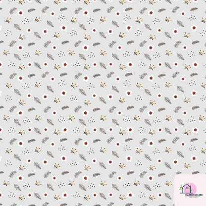 Beige Floral Christmas Wrapping Paper: Elegant Festive Gift Wrap