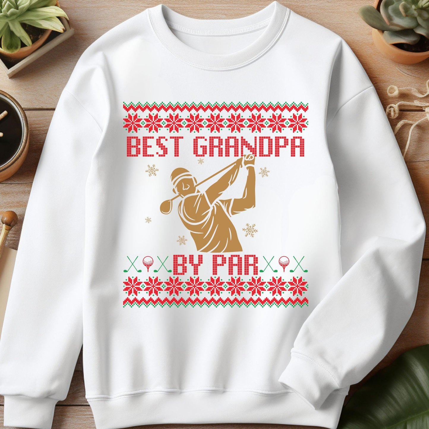 Best Grandpa by Par Golf Gifts for Men Gift for Golfer Dad Golf Ugly Sweater Secret Santa Gift Ideas Ugly Sweater Party Golf Lover Gift